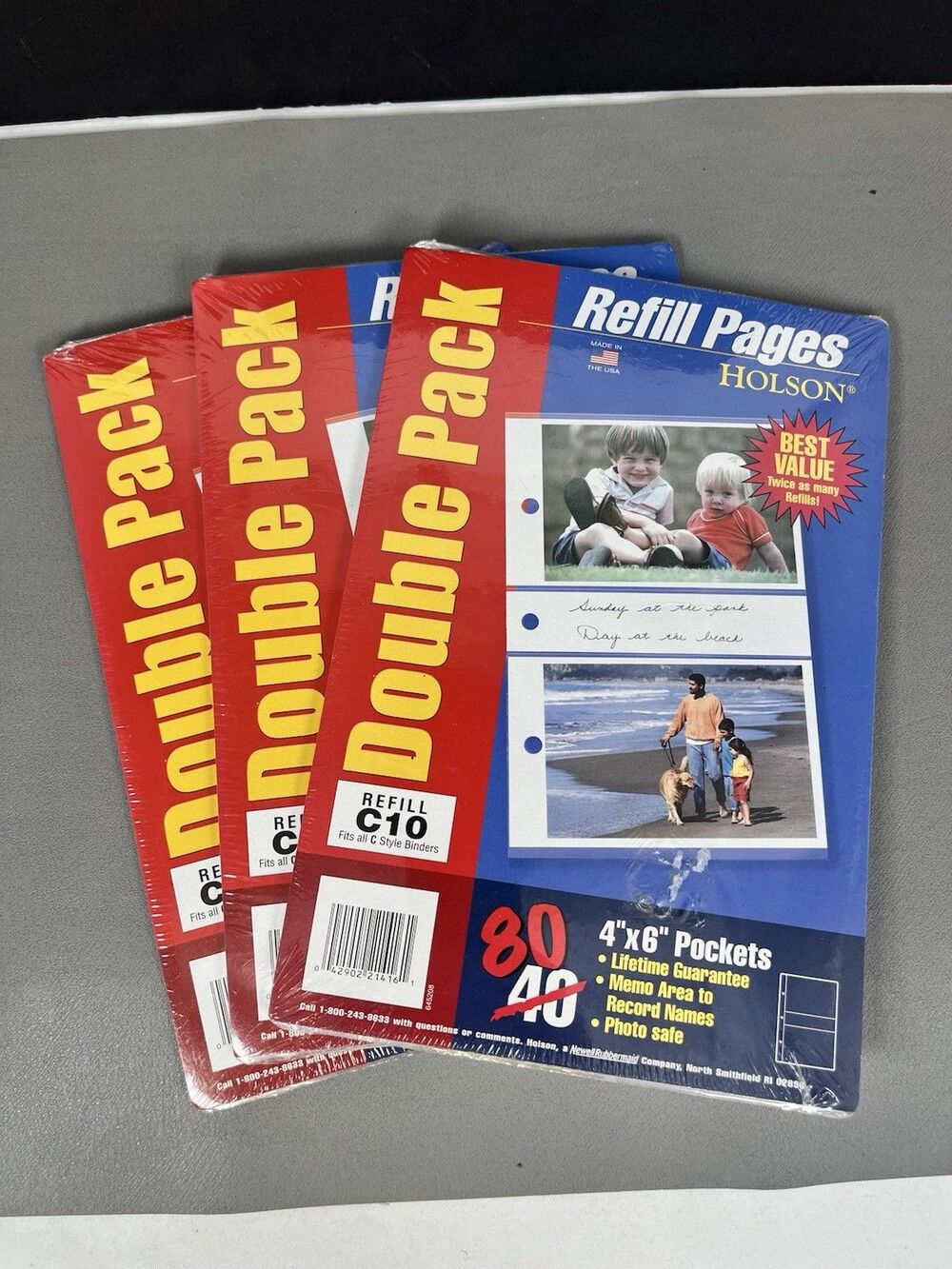 Holson Refill Pages Lot Of 3 Double Pack 80 4X6 Pockets Refill C10 Fits C Style